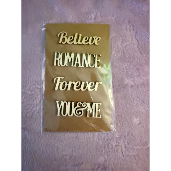 Wooden Words Decor Pack - Believe Romance Forever You & Me - Rustic Craft Letter - Picture 2 of 2